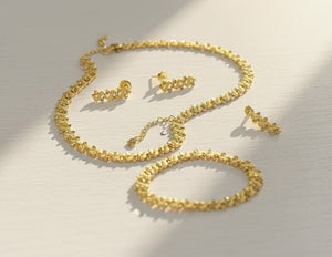 Graceful Y-Drop Gold Jewelry Ensemble